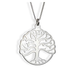 Sterling Silver Circular Tree of Life Necklace