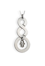 Sterling Silver Triple Curl Hamsa Charm Necklace