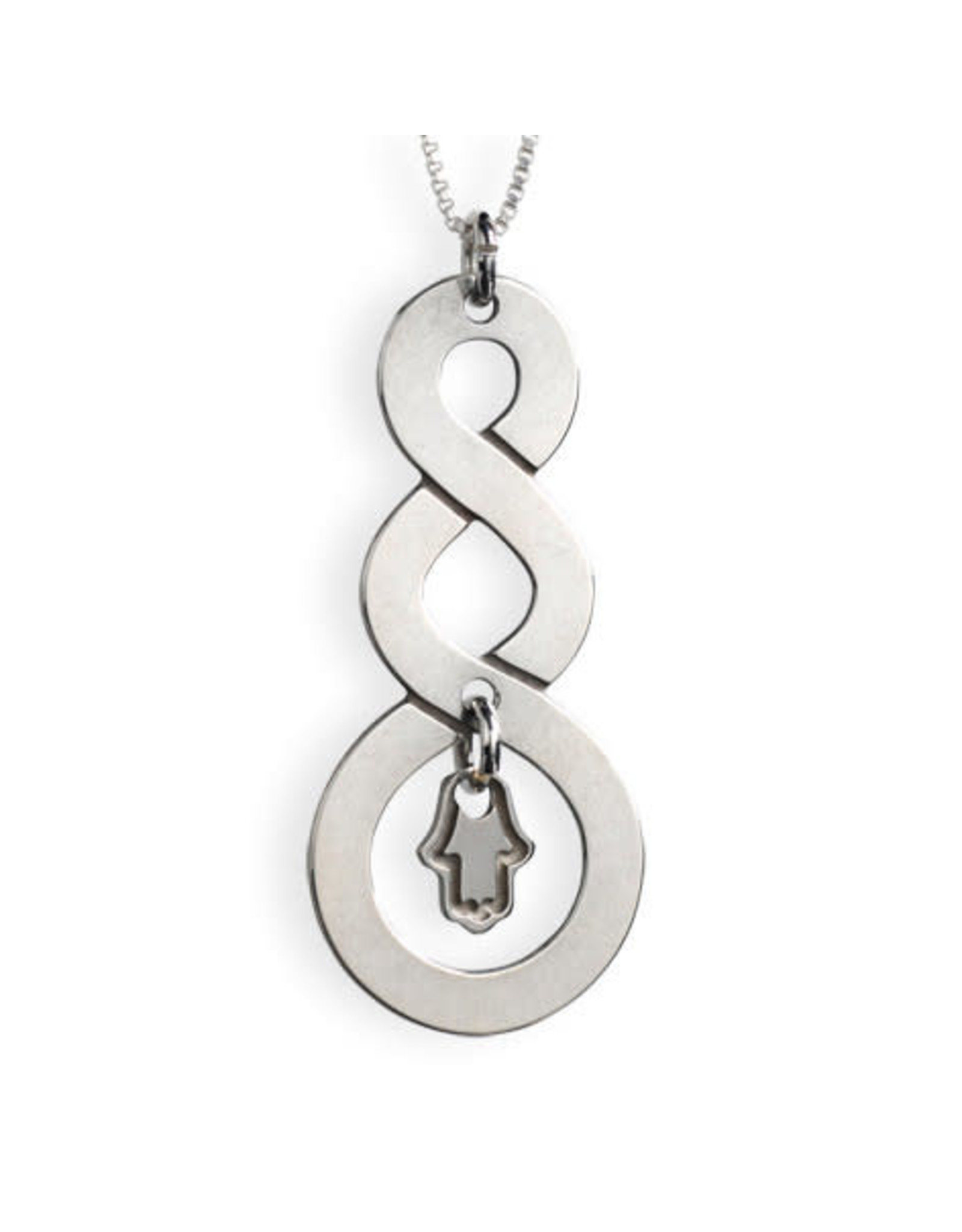 Sterling Silver Triple Curl Hamsa Charm Necklace