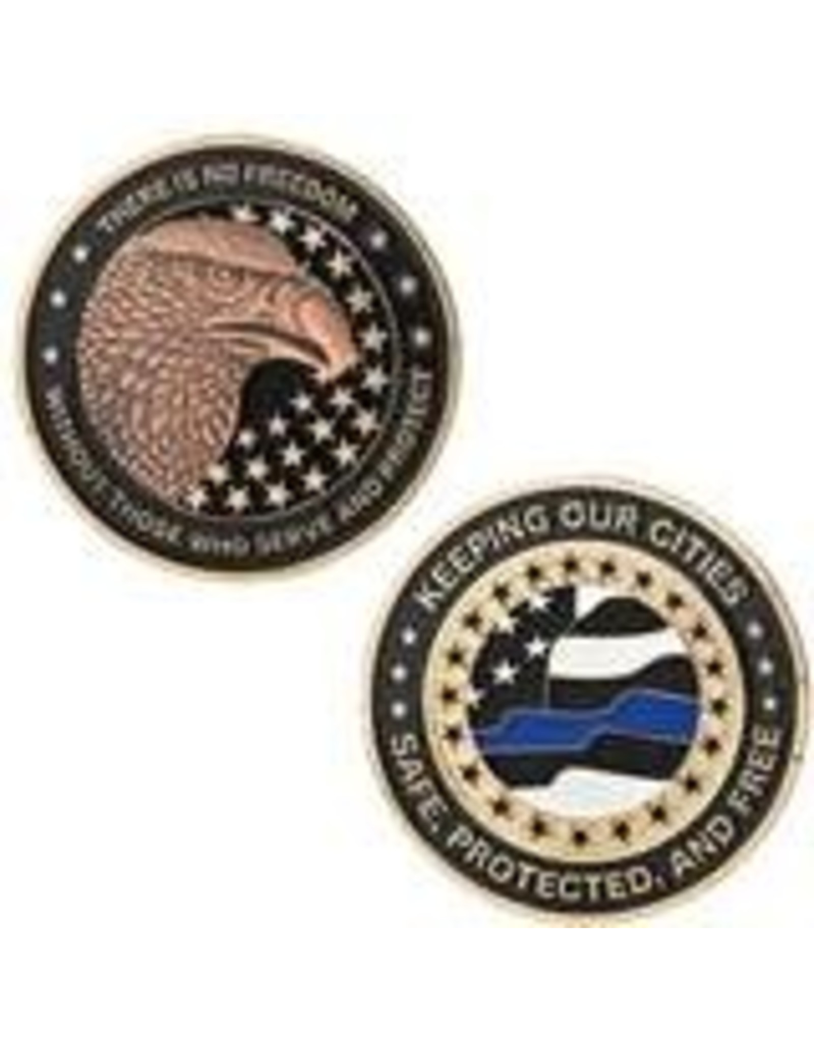 Thin Blue Line USA Challenge Coin - Keeping our cities safe, protected, and free