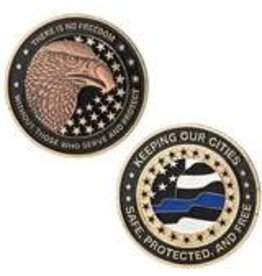 Thin Blue Line USA Challenge Coin - Keeping our cities safe, protected, and free