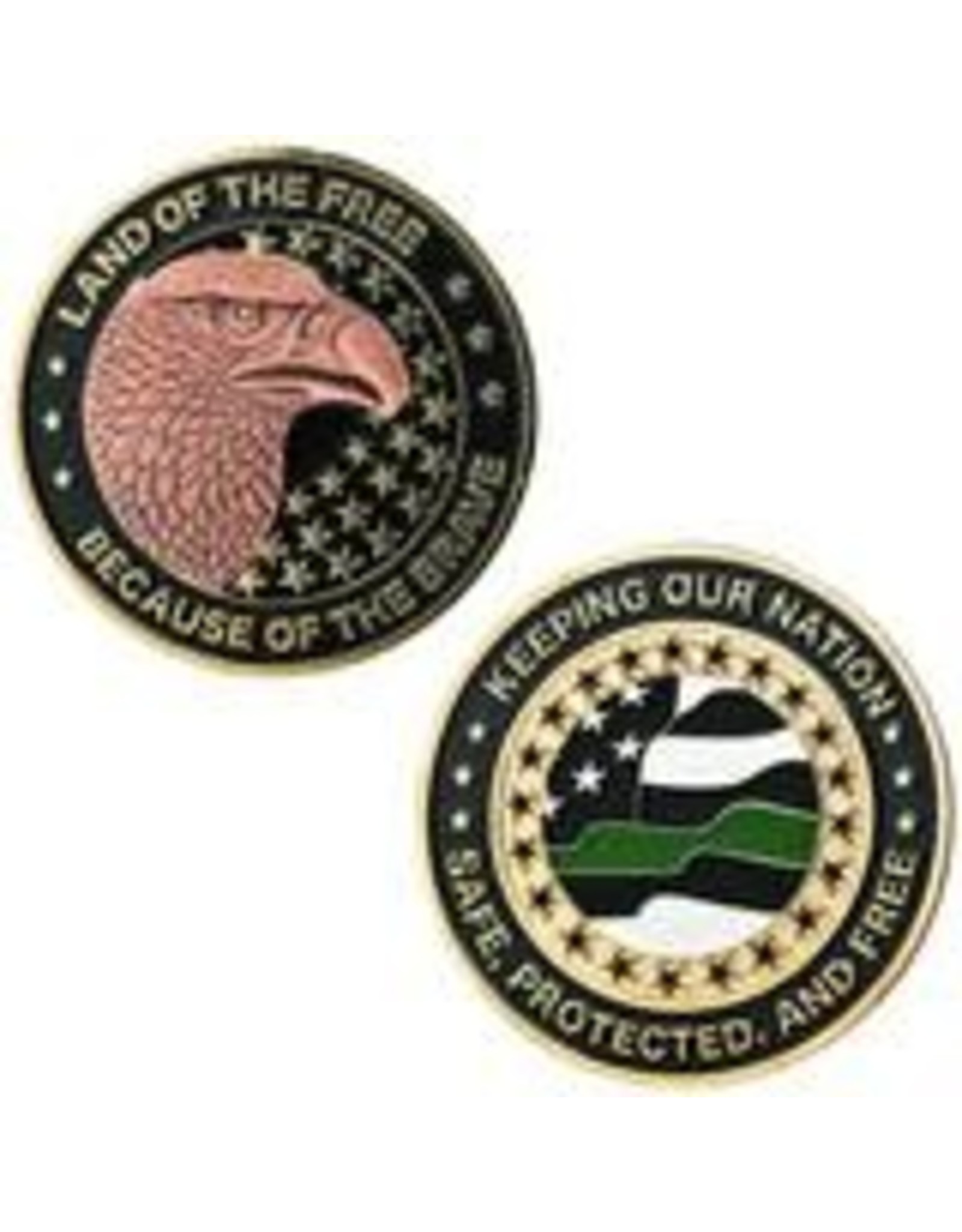 Thin Blue Line USA Challenge Coin - Thin Green - Keeping Our Nation Safe, Protected, and Free