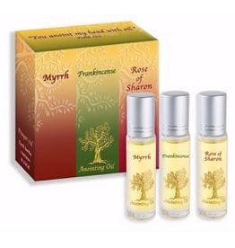 Holy Land Gifts Anointing Oil: Myrrh, Frankincense, Rose of Sharon - Set of 3