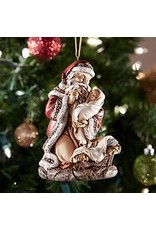 Avalon Gallery Adoring Santa Figurine with Baby Jesus Ornament