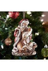 CBC-Christmas Adoring Santa Figurine with Baby Jesus Ornament