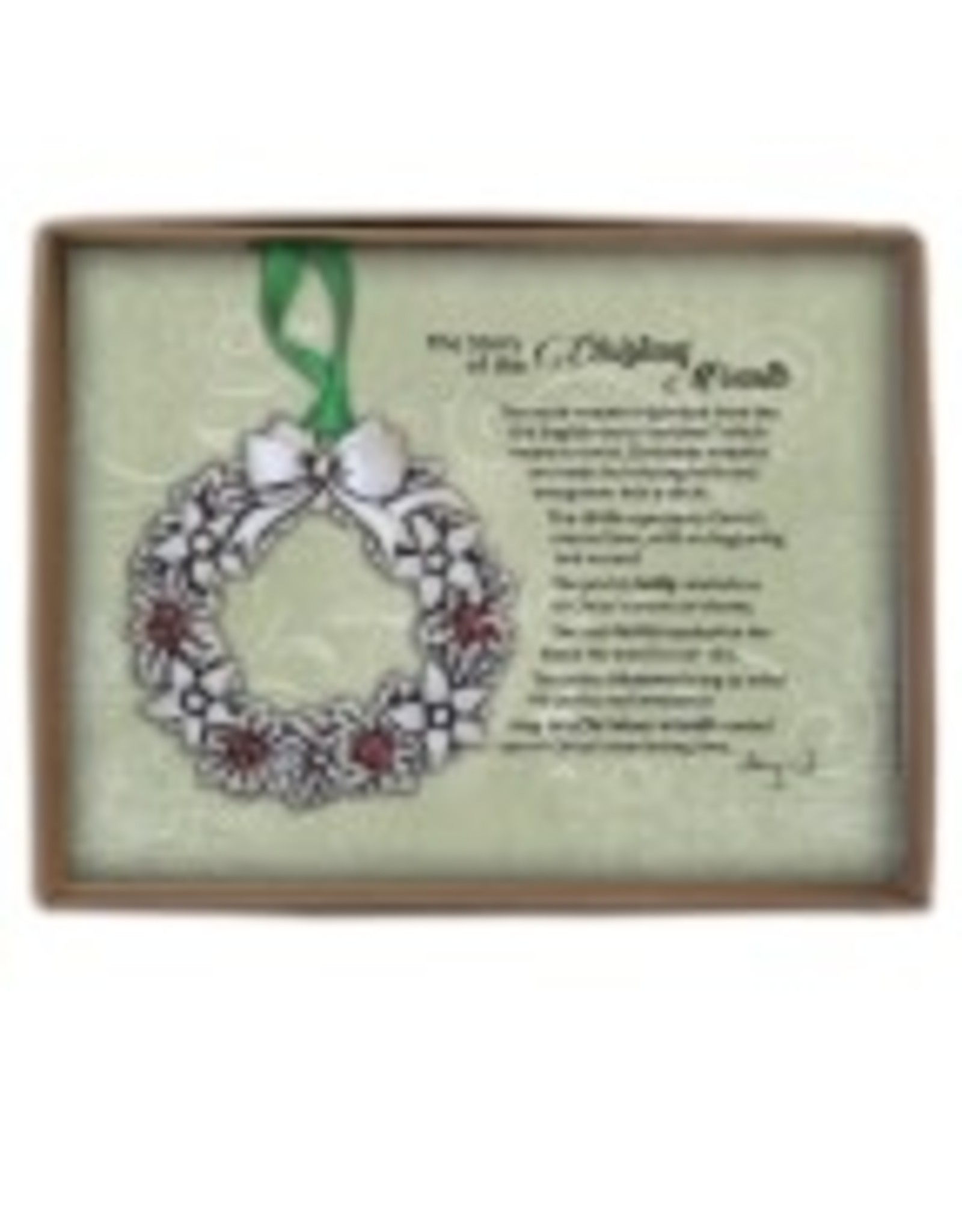 Abbey + CA Gift Christmas Wreath Ornament w/Green Ribbon, Gift Boxed