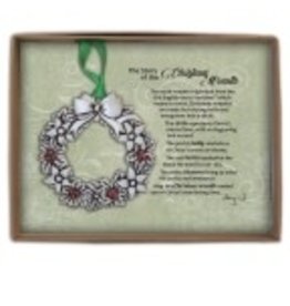 Abbey + CA Gift Christmas Wreath Ornament w/Green Ribbon, Gift Boxed