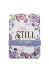 Christian Art Gifts Be Still and Know - Medium Notebook Set of Three in Purple Florals - Psalm 46:10