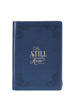 Christian Art Gifts Be Still and Know Classic Faux Leather Zippered Journal - Navy Blue - Psalm 46:10