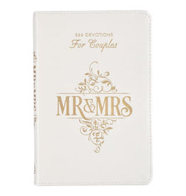 Christian Art Gifts Mr & Mrs 366 Devotions for Couples - White Faux Leather Devotional