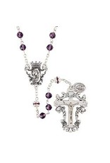 Creed 6mm Amethyst Diamond Cut Crystal Rosary - Boxed