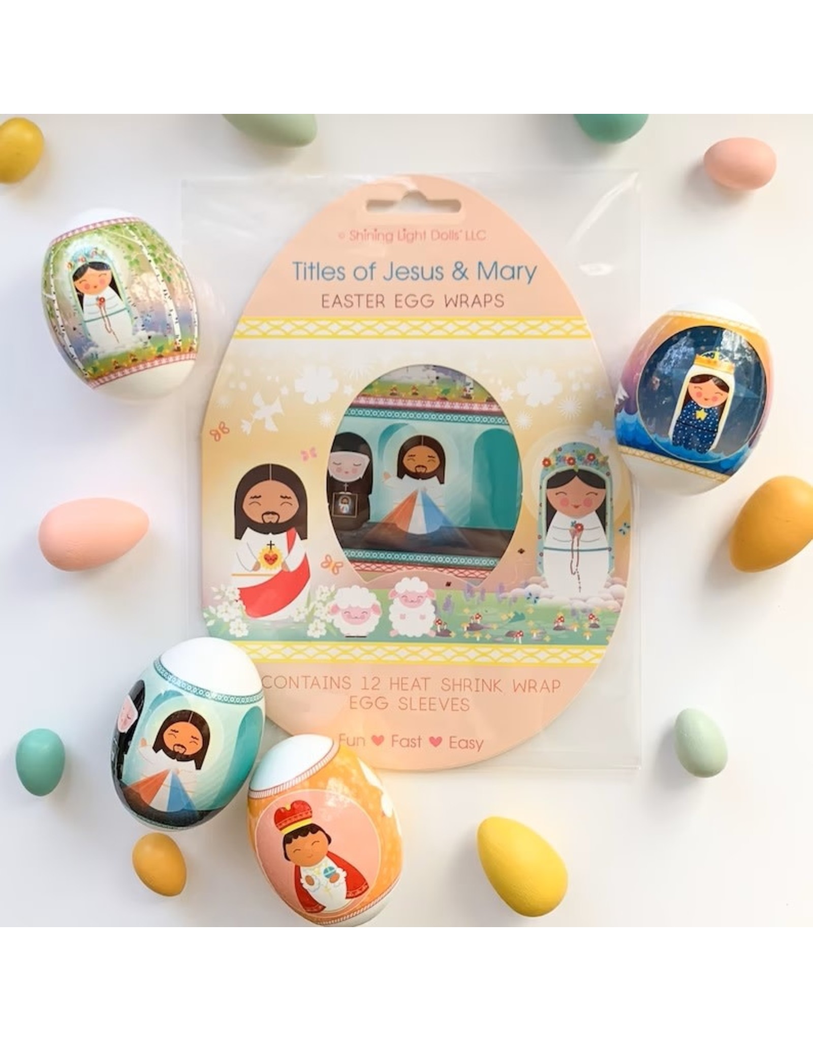 Shining Light Dolls Shining Light Dolls - Easter Egg Wraps - Titles of Jesus & Mary (12 per pack)