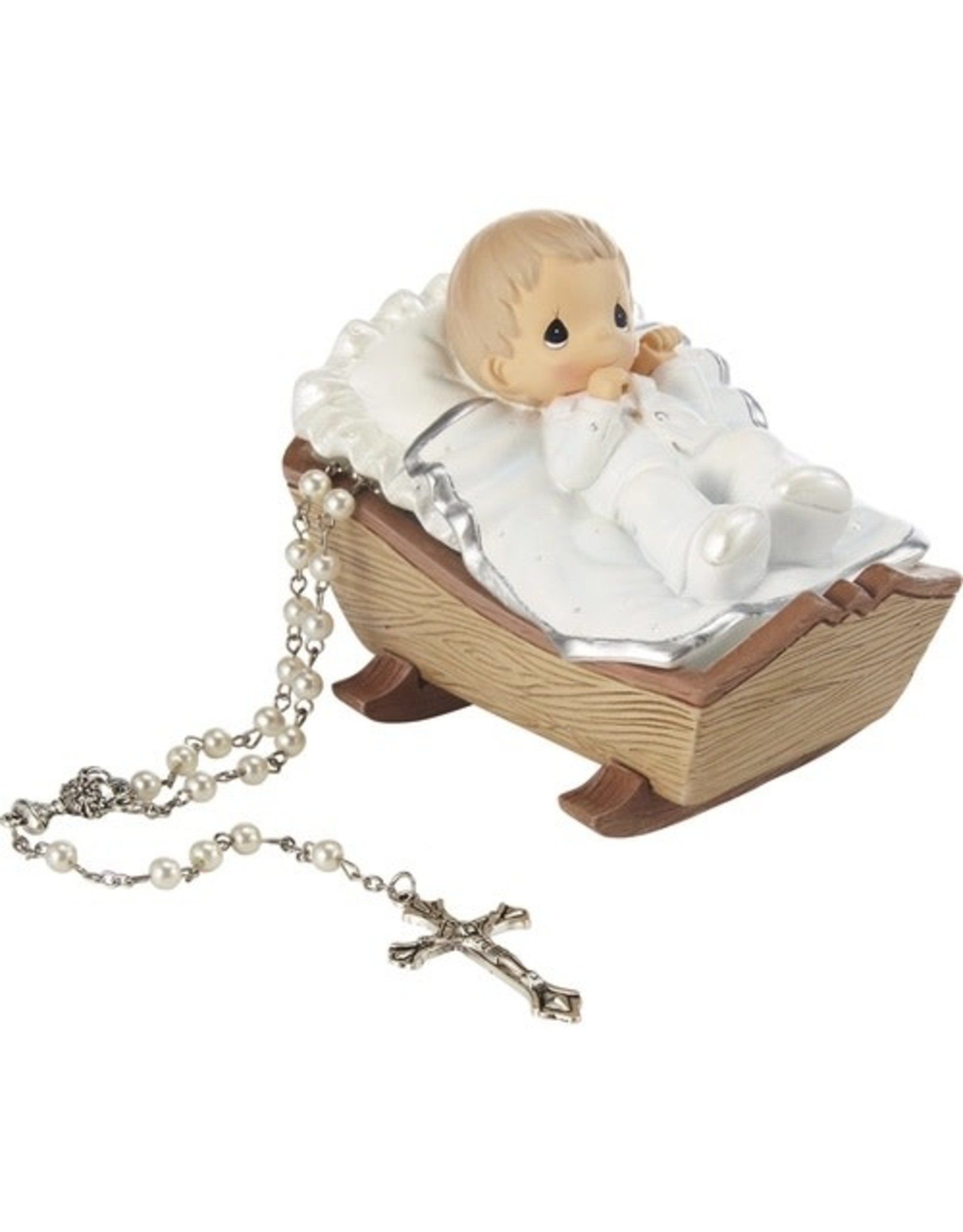 Precious Moments Cradled in HIs Love Boy Rosary Box w/ Rosary - Precious Moments
