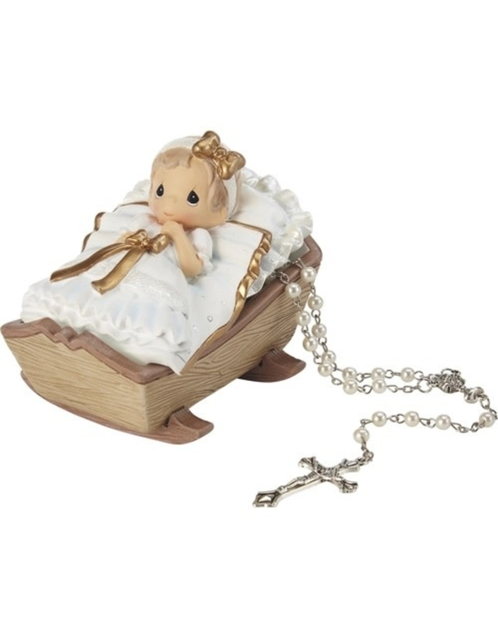 Precious Moments Cradled in His Love Girl  Rosary Box w/ Rosary - Precious Moments