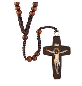 CBC-Berkander Hand Painted Wood Bead Cord Rosary