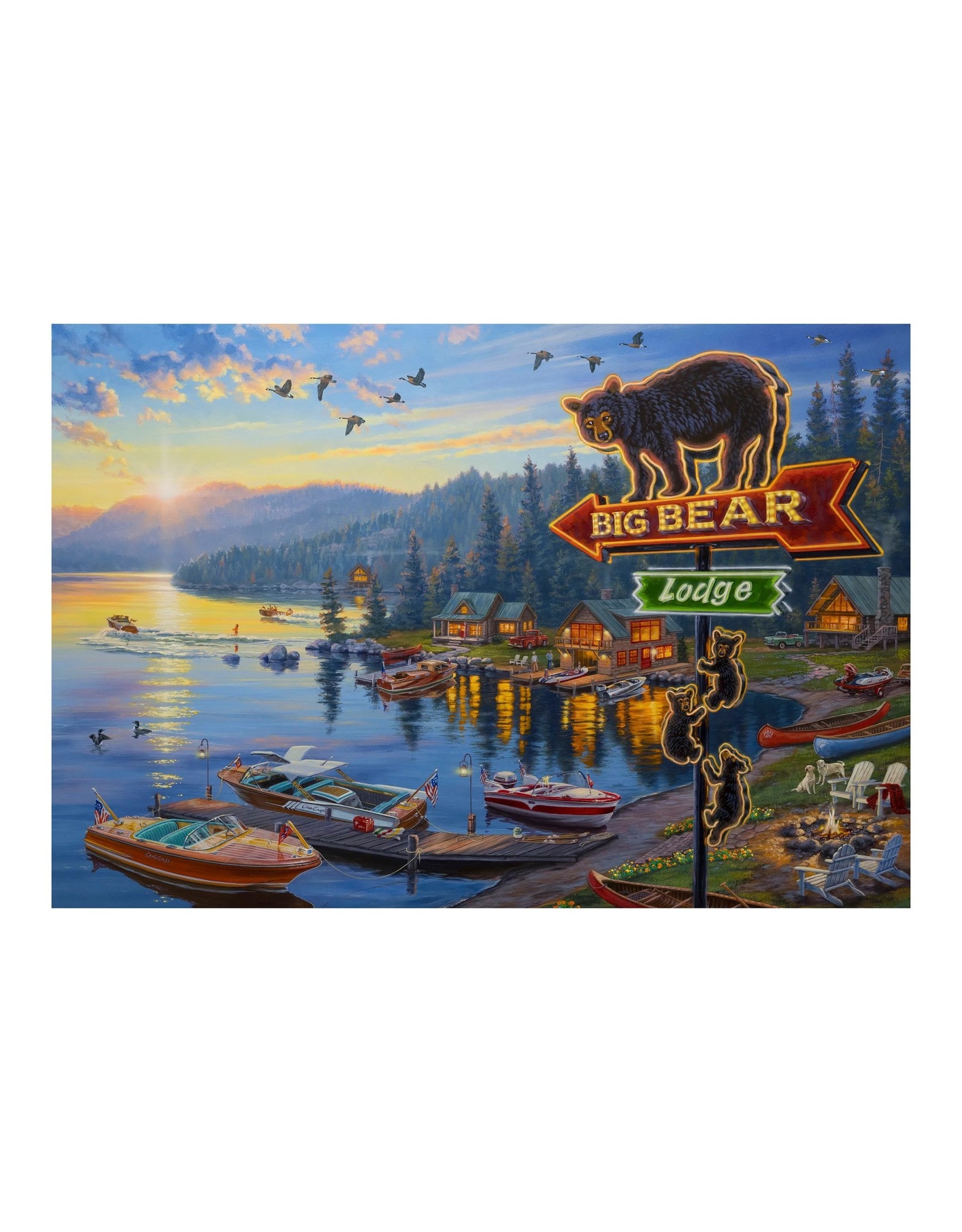 Rivers Edge Products Big Bear Lodge - LED Art 24" x 16"