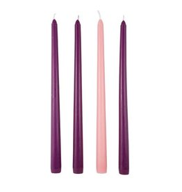 CBC-Christmas 10" Advent Taper Purple and Pink Candles, Set of 4