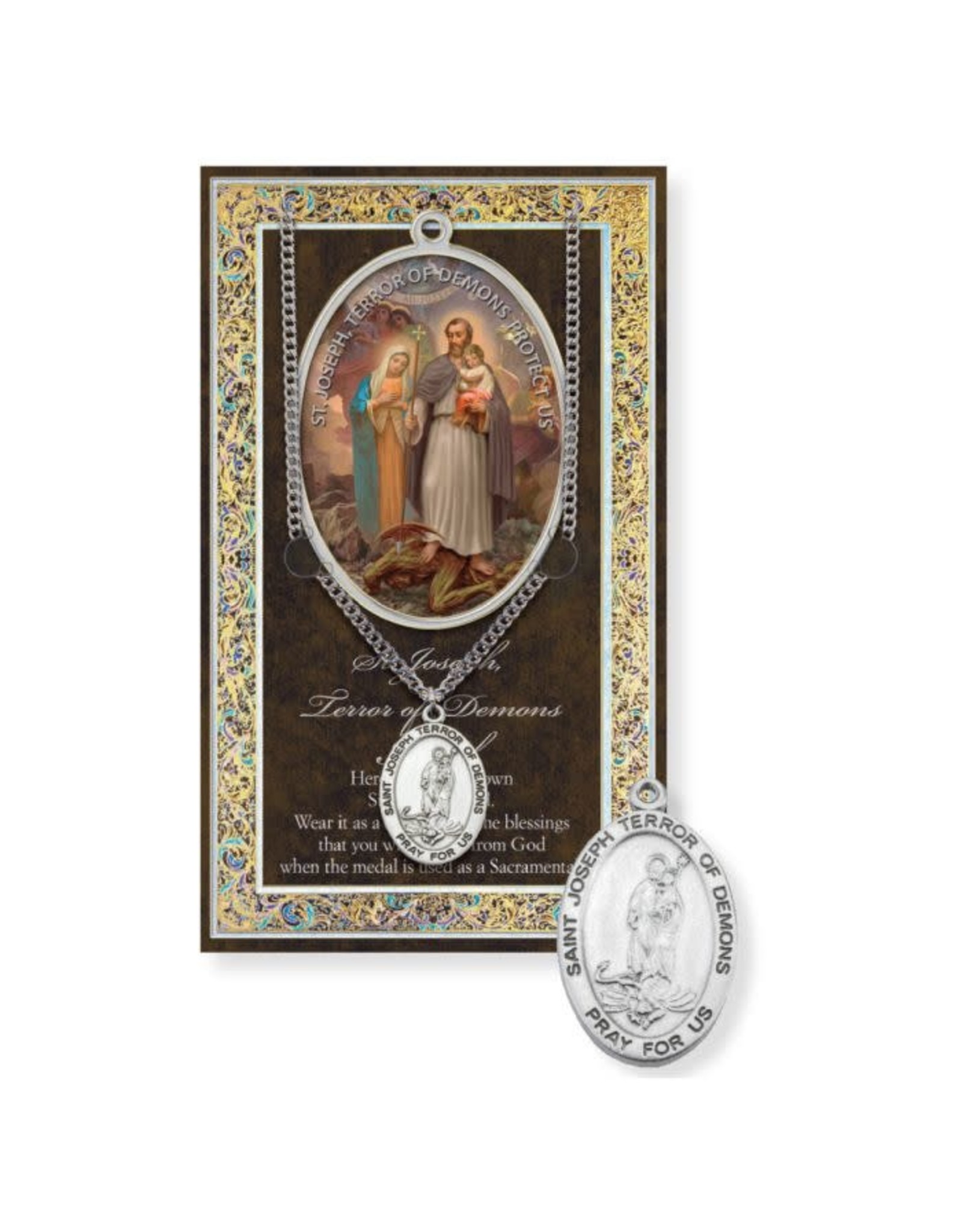 Hirten Saint Medal with Prayer Card - St. Joseph Terror of Demons
