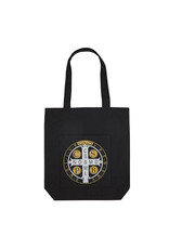 Autom St. Benedict Silver and Gold Cross Black Tote Bag