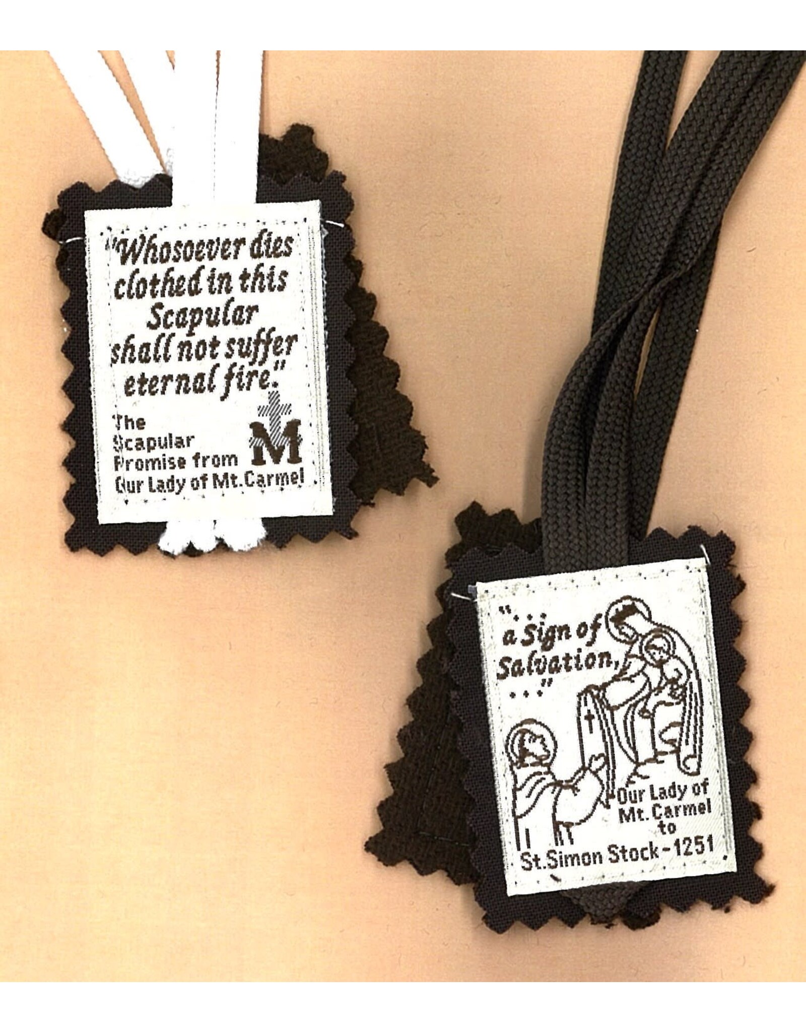 Miraculous lady of roses Brown Scapular - Brown Cord w Spanish PKG