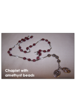 Miraculous lady of roses St Michael Chaplet - Amethyst Beads w prayer card