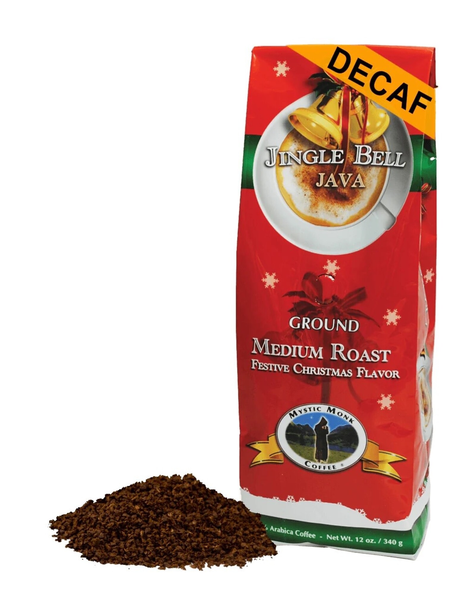 Mystic Monk Mystic Monk Jingle Bell Java Medium Roast Festive Christmas Ground Coffee (12 oz) Decaffeinated