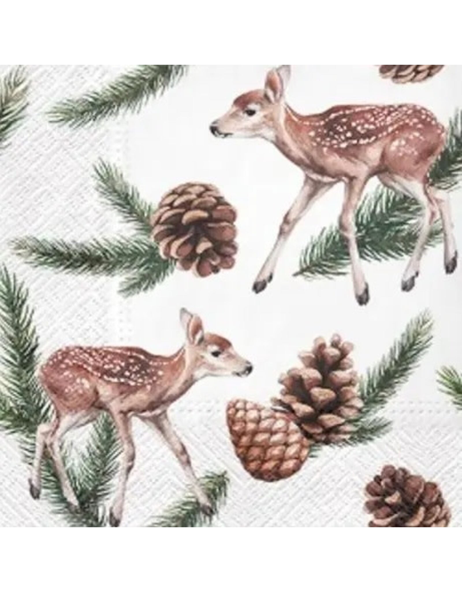 Paw Decor Collection Deer and Cones Lunch Napkin - Christmas Paper Napkins