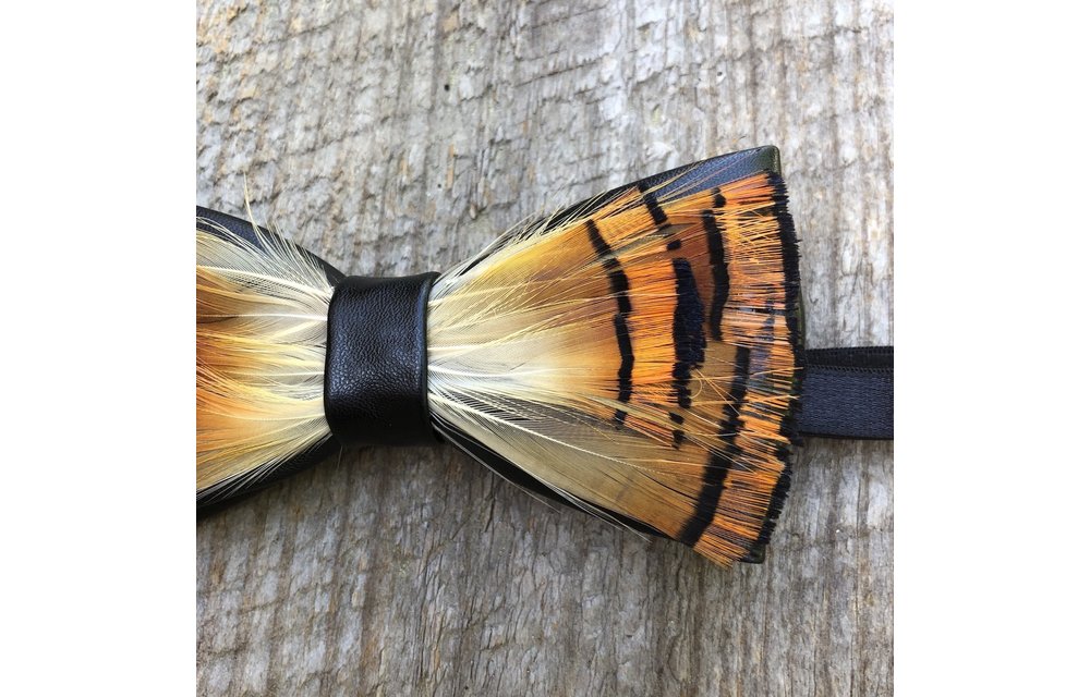 Feather Bow Tie Orange FBT-6