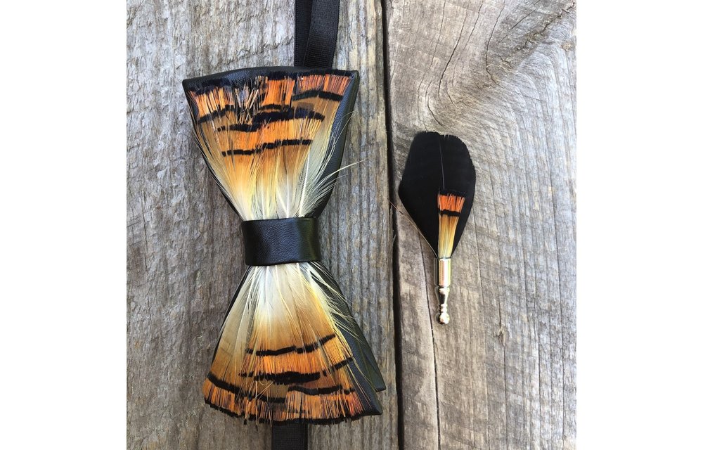 Feather Bow Tie Orange FBT-6