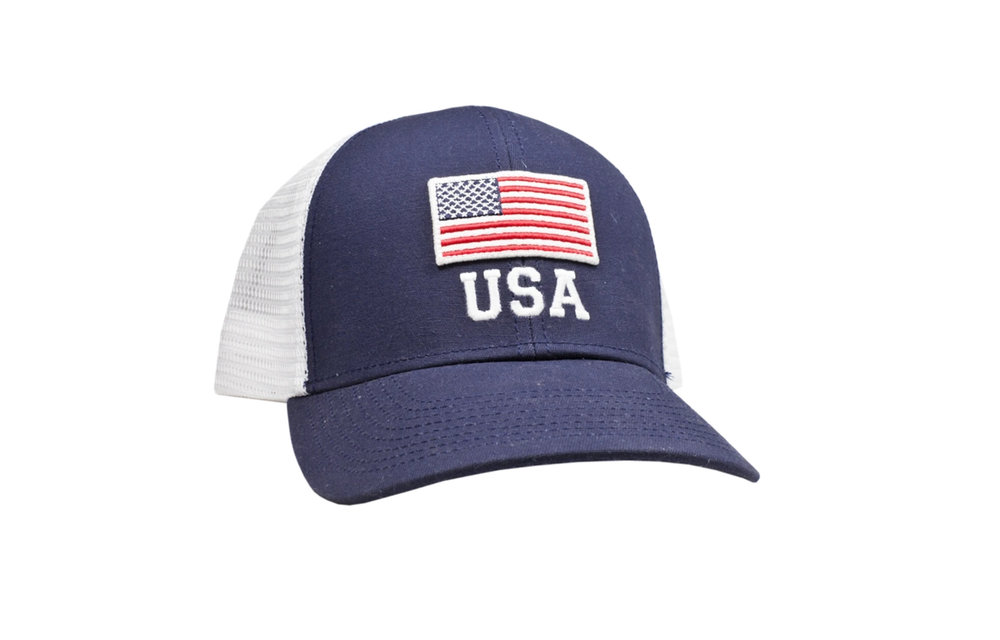 USA Flag Mesh BackTrucker Hat-Navy