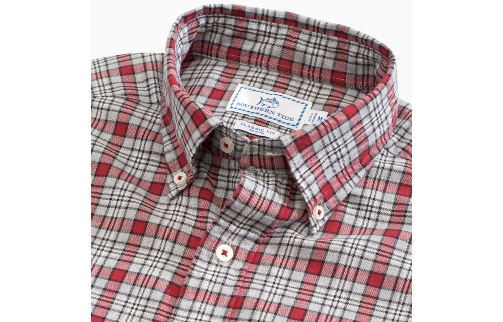 Topside Plaid Flannel Button Down-Chili Pepper Red