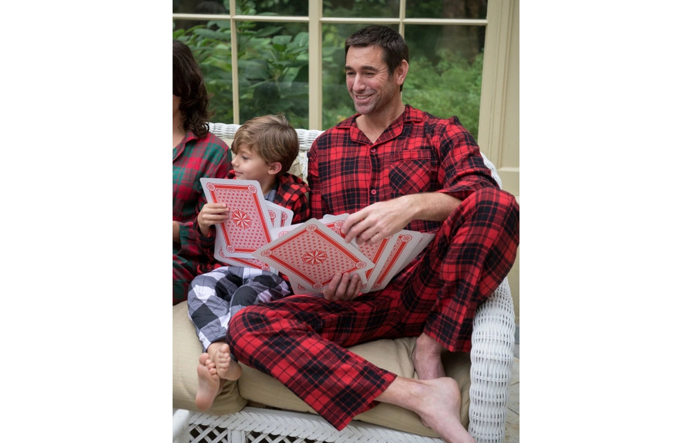 Mens Flannel Plaid Print Pajamas - Red/Black