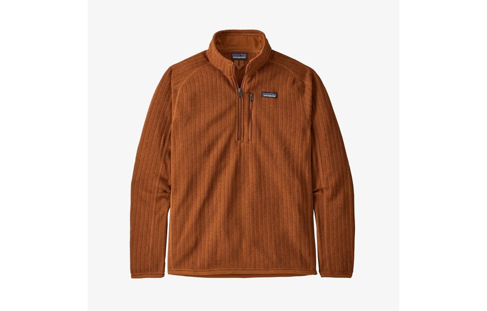 Mens Better Sweater Rib Knit 1/4 Zip Pullover-Wood Brown