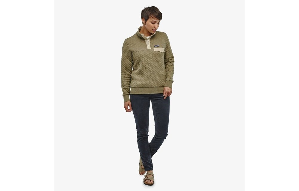 Womens Organic Cotton Quilt Snap-T Pullover - Sage Khaki