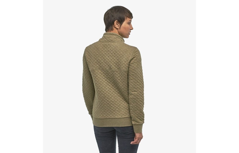 Womens Organic Cotton Quilt Snap-T Pullover - Sage Khaki