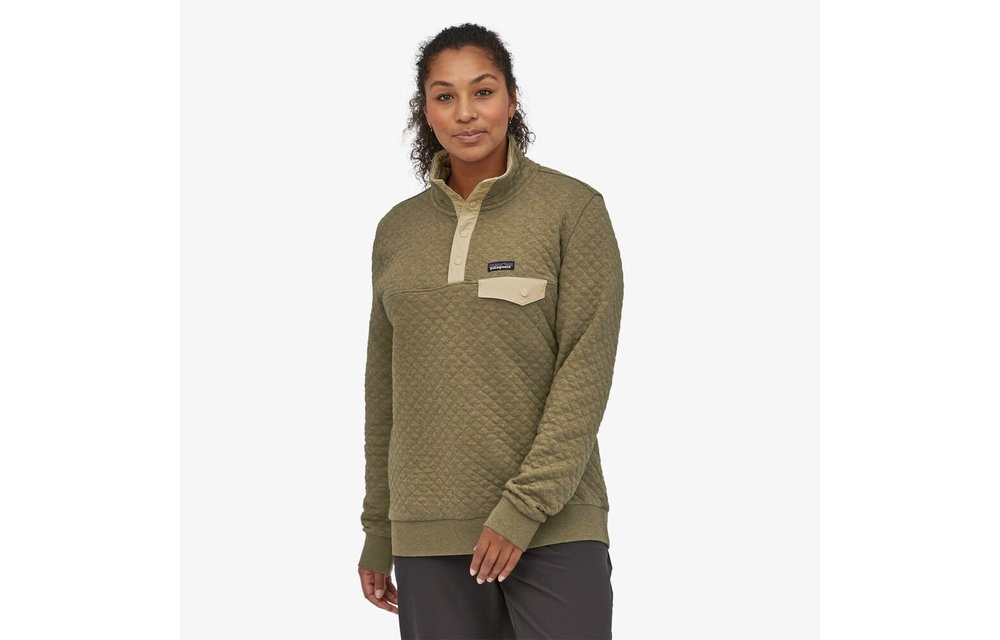 Womens Organic Cotton Quilt Snap-T Pullover - Sage Khaki