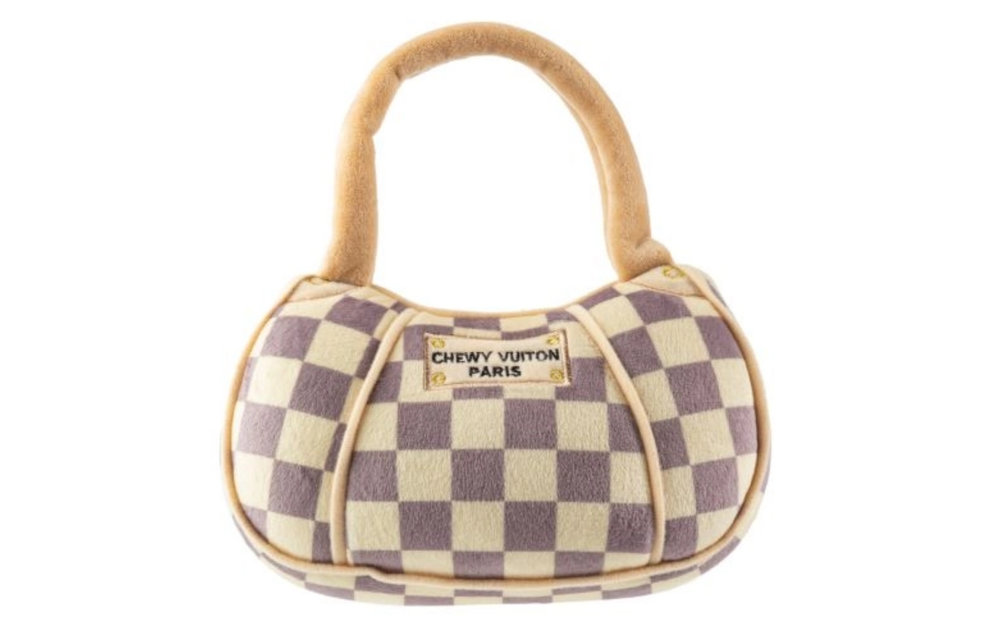 Chewy Vuiton Checker Handbag Dog Toy XL