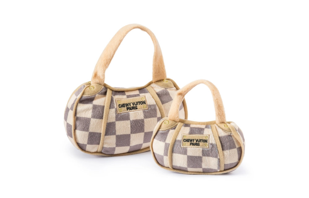 Chewy Vuiton Checker Handbag Dog Toy XL
