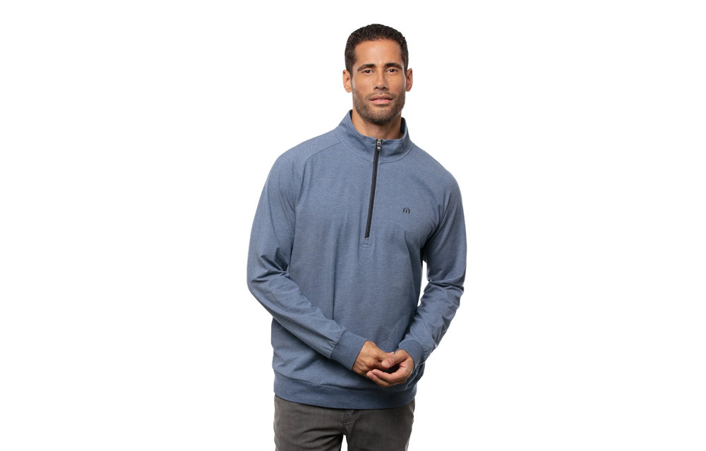 Zachary Pullover 1/4 Zip - Heather Light Blue