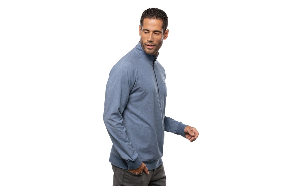 Zachary Pullover 1/4 Zip - Heather Light Blue