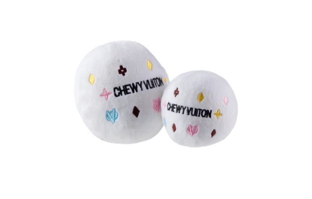 White Chewy Vuiton Ball Dog Toy Large