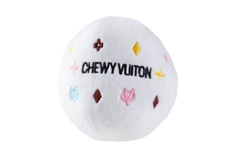 White Chewy Vuiton Ball Dog Toy Large