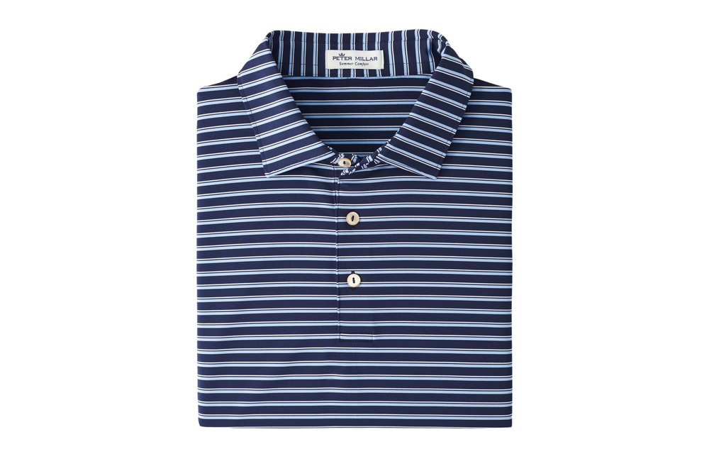 Cyrus Performance Jersey Polo - Navy/Cottage Blue