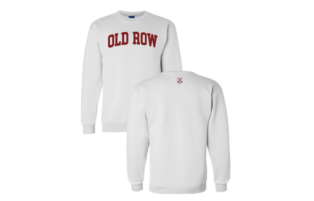 Old Row Champion Crewneck Sweatshirt- White with Maroon