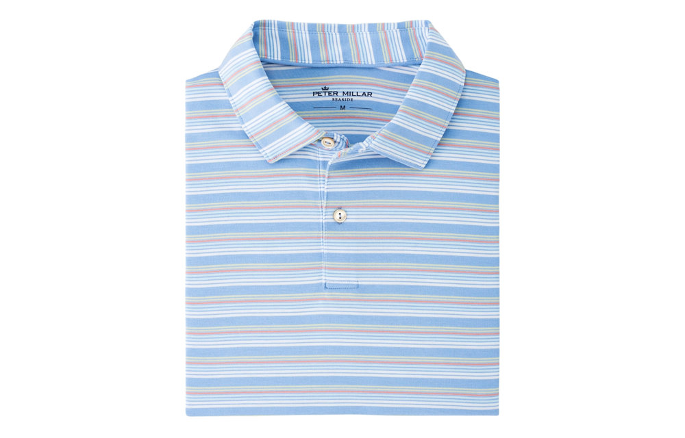drirelease® Natural Touch Stripe Polo-Coastal Blue
