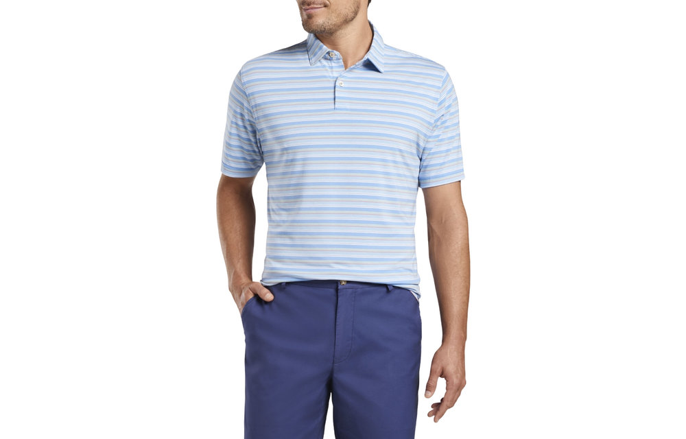 drirelease® Natural Touch Stripe Polo-Coastal Blue
