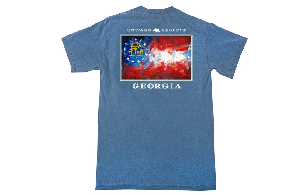 Georgia Flag Short Sleeve T-Shirt (Patrick Lewis)-Blue