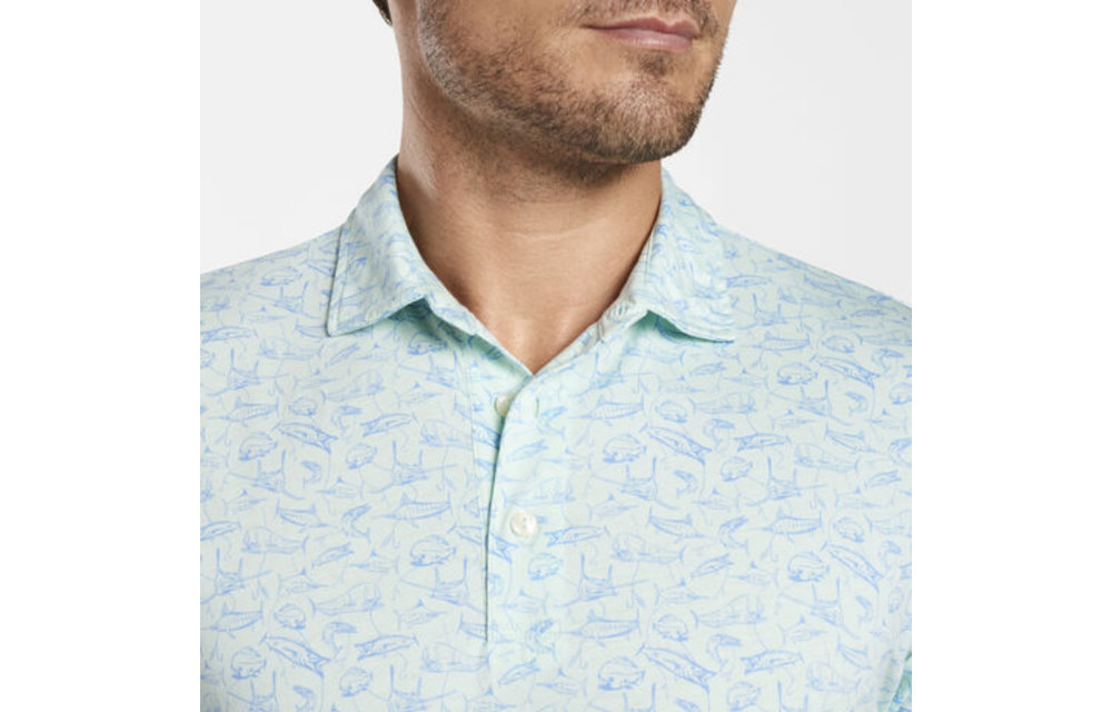 Fish In The Sea Aqua Cotton Polo MS21K84CS EBB Tide