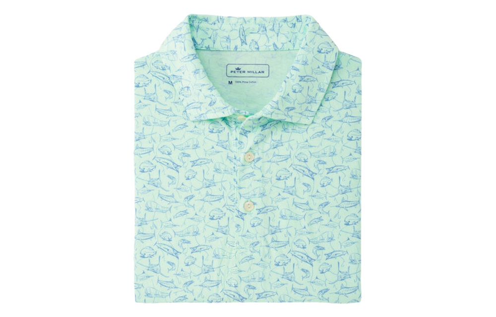 Fish In The Sea Aqua Cotton Polo MS21K84CS EBB Tide