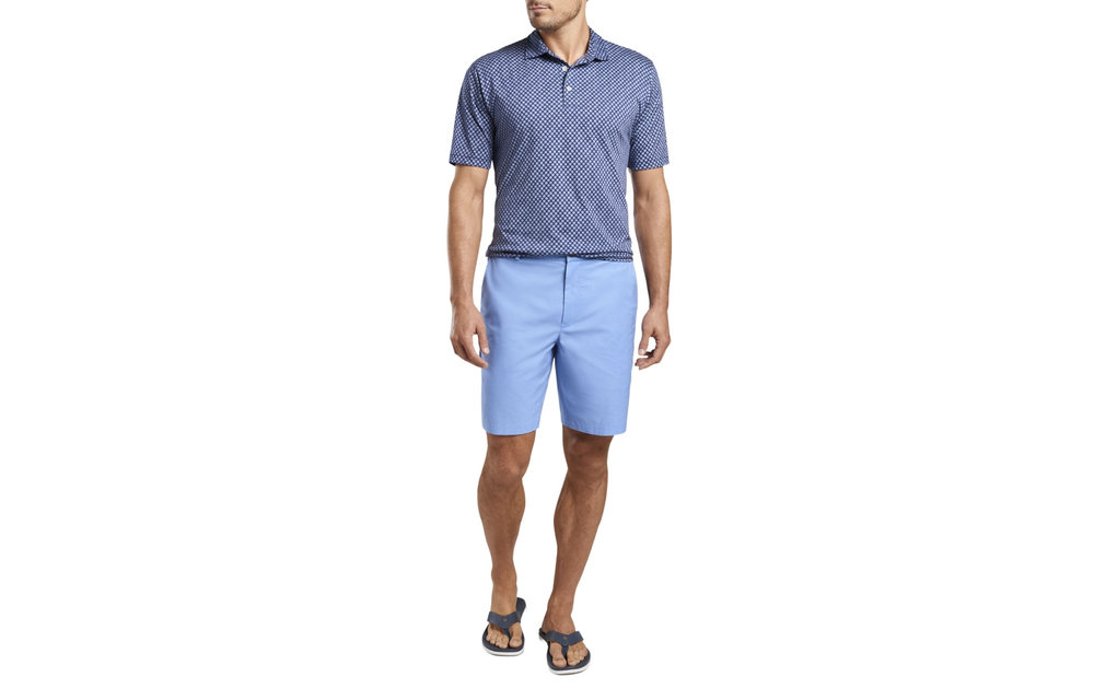 Blue Fronds Aqua Cotton Polo MS21K85CS Atlantic Blue